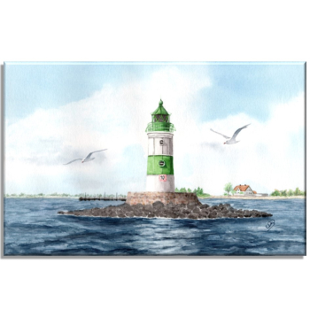 Leinwand 30 x 20 cm Keilrahmen Canvas-Leinen Aquarell Maritim Kunst Druck Kunstdruck Ostsee Leuchtturm Maasholm Schleimünde Schlei Kappeln