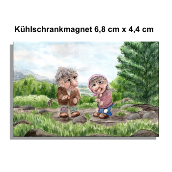 Kühlschrankmagnet Aquarell Kunst Druck Kunstdruck Norwegen Norge Norway Norwegen Trolle - NO10