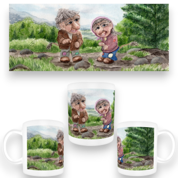 Tasse Becher Kaffeebecher  Aquarell Kunst Druck Kunstdruck Norwegen Norge Norway Norwegen Trolle - NO10