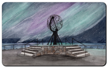 Frühstücksbrettchen Brettchen - Nordkapp Nordkap Globus Polarlichter  - NO12