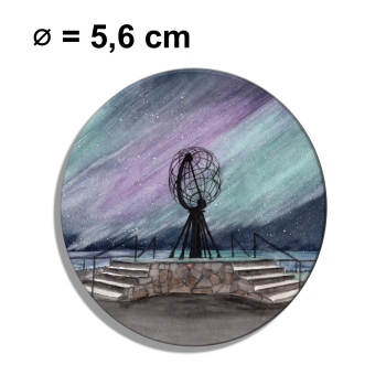 Kühlschrankmagnet m. Flaschenöffner Aquarell Kunst Druck Kunstdruck Norwegen Norge Norway  Nordkapp Nordkap Globus Polarlichter