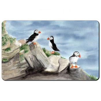 Frühstücksbrettchen Brettchen Aquarell Kunst Druck Kunstdruck Vogel Papageientaucher Puffin - Norwegen Dänemark Nordsee Arktis