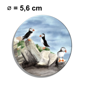 Kühlschrankmagnet m. Flaschenöffner Aquarell Kunst Druck Kunstdruck Vogel Papageientaucher Puffin - Norwegen Dänemark Nordsee Arktis