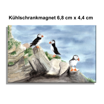 Kühlschrankmagnet Aquarell Kunst Druck Kunstdruck Vogel Papageientaucher Puffin - Norwegen Dänemark Nordsee Arktis