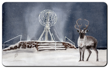 Frühstücksbrettchen Brettchen - Nordkapp Nordkap Globus Winter Rentier  - NO14