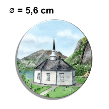 Fridge magnet with bottle opener watercolor art print Norway Norge Geiranger Fjord Church