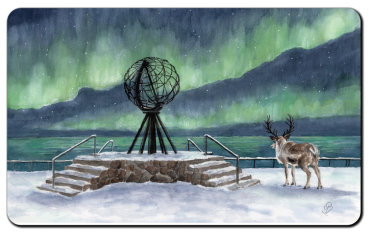 Preview: Breakfast board - Nordkapp North Cape Globe Northern Lights Reindeer- NO21