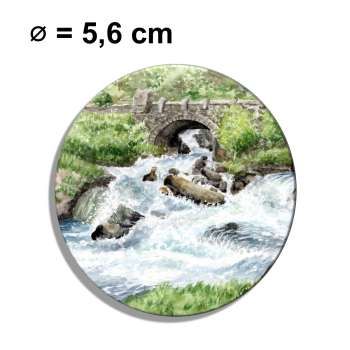 Fridge magnet with bottle opener watercolor art print Norway Norge Geiranger Fjord River with waterfall
