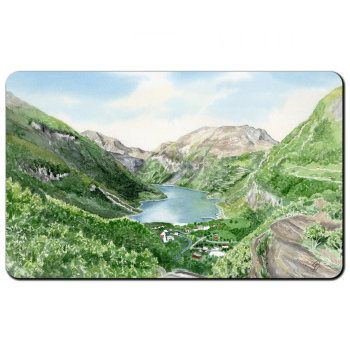 Frühstücksbrettchen Brettchen Aquarell Kunst Druck Kunstdruck Norwegen Norge Norway Geiranger Fjord