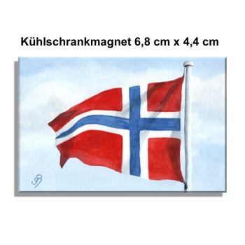 Kühlschrankmagnet  Aquarell Aquarell Maritim Kunst Druck Kunstdruck Nordsee Flagge Norwegen