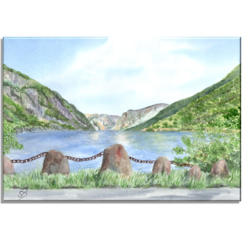 Stretcher frame canvas 30 x 20 cm linen  watercolor art print Norway Norge Aurlandsfjord - Flåm Flam
