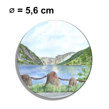 Fridge magnet with bottle opener watercolor art print Norway Norge Aurlandsfjord - Flåm Flam