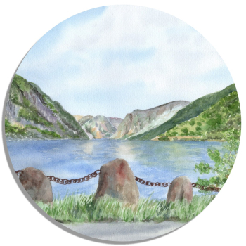 Coasters glass coasters 9,5 x  9,5 cm watercolor art print Norway Norge Aurlandsfjord - Flåm Flam