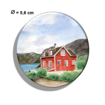 Kühlschrankmagnet m. Flaschenöffner Aquarell Kunst Druck Kunstdruck Norwegen Norge Norway Eisfjord Fjord Gletscher Haus am Fjord