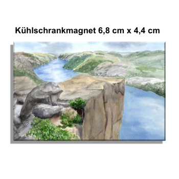 Fridge magnet watercolor art print Norway Norge - Preikestolen  Stavanger - NO31