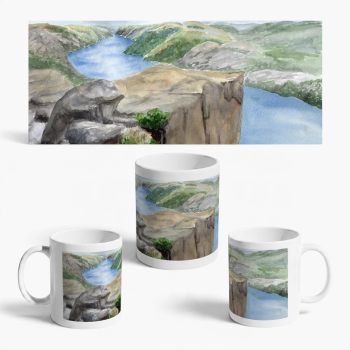 Cup Coffee Cup Mug watercolor art print Norway Norge - Preikestolen  Stavanger - NO31