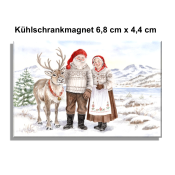 Kühlschrankmagnet Aquarell Kunst Druck Kunstdruck Norwegen Norge Norway Weihnachten Weihnachtsmann Julenissen - NO32