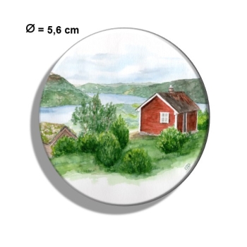 Kühlschrankmagnet m. Flaschenöffner Aquarell Kunst Druck Kunstdruck Norwegen Norge Norway Eisfjord Fjord Gletscher Haus am Fjord