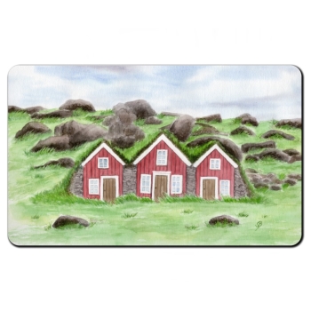 Frühstücksbrettchen Brettchen Aquarell Kunst Druck Kunstdruck Feenhäuser Island Märchen
