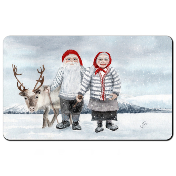 Frühstücksbrettchen Brettchen Aquarell Kunst Druck Kunstdruck Norwegen Norge Norway Weihnachten Weihnachtsmann Julenissen - NO9