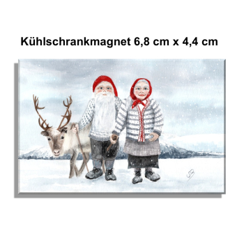 Kühlschrankmagnet Aquarell Kunst Druck Kunstdruck Norwegen Norge Norway Weihnachten Weihnachtsmann Julenissen - NO9