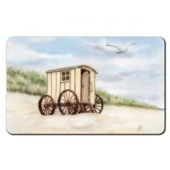 Frühstücksbrettchen Brettchen Aquarell Maritim Kunst Druck Kunstdruck Nordsee Norderney Badekarren Insel Strand Düne