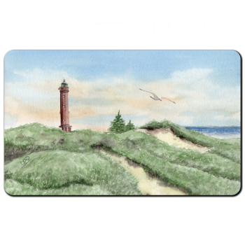 Frühstücksbrettchen Brettchen Aquarell Maritim Kunst Druck Kunstdruck Nordsee Norderney Leuchtturm Insel Strand