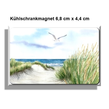 Kühlschrankmagnet Strandweg  Aquarell Maritim Kunst Druck Kunstdruck Dänemark Nordsee Ostsee Dünen Meer Strand Sylt