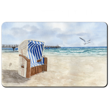 Breakfast Board  Watercolor Maritime Art Print Baltic Sea - Seagull Pier