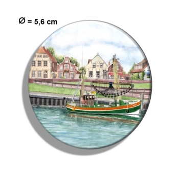 Kühlschrankmagnet m. Flaschenöffner Aquarell Maritim Kunst Druck Kunstdruck Nordsee Ostfriesland Greetsiel Hafen
