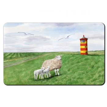 Breakfast Board Watercolor Maritime Art Print North Sea East Friesland Greetsiel lighthouse Pilsum sheeps