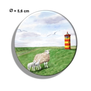 Fridge magnet with bottle opener Watercolor Maritime Art Print North Sea East Friesland Greetsiel lighthouse Pilsum sheeps