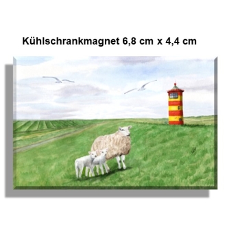 Fridge magnet Watercolor Maritime Art Print North Sea East Friesland Greetsiel lighthouse Pilsum sheeps