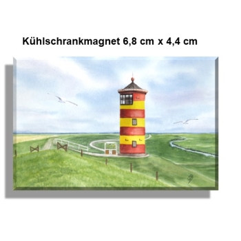 Kühlschrankmagnet Aquarell Maritim Kunst Druck Kunstdruck Nordsee Ostfriesland Greetsiel Pilsumer Leuchtturm Pilsum Schafe Deich
