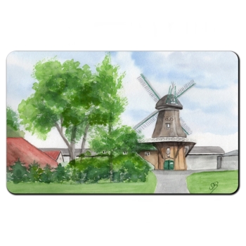 Frühstücksbrettchen Brettchen Aquarell Maritim Kunst Druck Kunstdruck Nordsee Ostfriesland Greetsiel Mühle Mühlen Windmühle Windmühlen