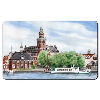 Frühstücksbrettchen Brettchen Aquarell Maritim Kunst Druck Kunstdruck Nordsee Ostfriesland Rathaus Leer