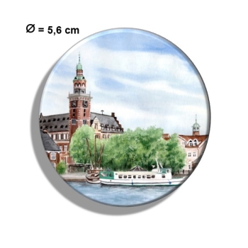 Kühlschrankmagnet m. Flaschenöffner Aquarell Maritim Kunst Druck Kunstdruck Nordsee Ostfriesland  Rathaus Leer