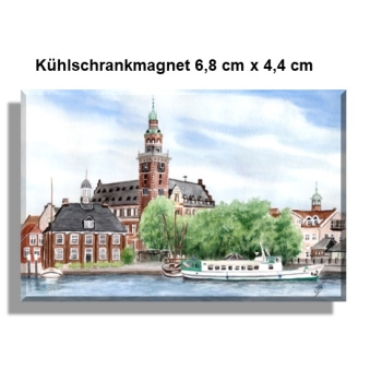 Kühlschrankmagnet Aquarell Maritim Kunst Druck Kunstdruck Nordsee Ostfriesland Rathaus Leer
