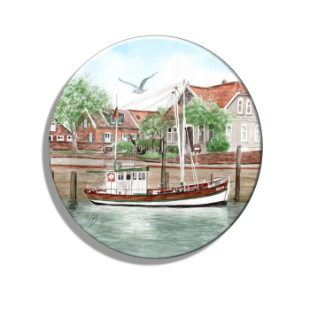 Fridge magnet with bottle opener Watercolor Maritime Art Print North Sea East Friesland Fishing boat Neuharlingersiel OFL12