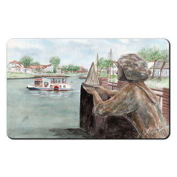 Breakfast Board Watercolor Maritime Art Print North Sea East Friesland Carolinensiel - Caroline with paddle steamer - OFL13