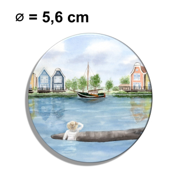 Kühlschrankmagnet m. Flaschenöffner Aquarell Maritim Kunst Druck Kunstdruck Nordsee Ostfriesland Fischerboot Fischerhäuschen  Neuharlingersiel OFL14
