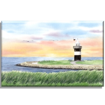 Stretcher frame canvas 30 x 20 cm linen  Watercolor Maritime Art Print North Sea Cuxhaven Wremen Lighthouse Kleiner Preuße Ocean Wurster Nordseeküste