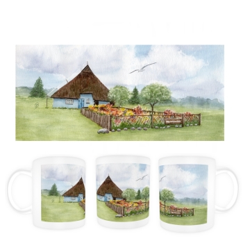 Tasse Becher Kaffeebecher Aquarell Maritim Kunst Druck Kunstdruck Ostsee Pfarrwitwenhaus Mönchgut Rügen