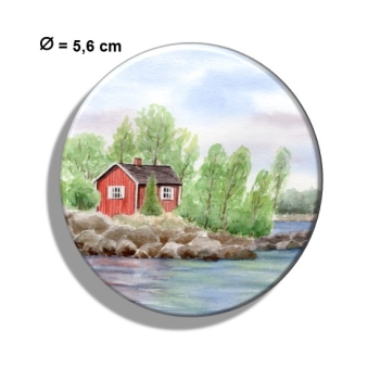 Kühlschrankmagnet m. Flaschenöffner Aquarell Kunst Druck Kunstdruck Schweden Sweden Sverige Schären Haus Inseln See