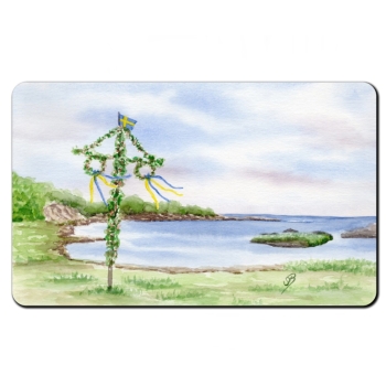 Frühstücksbrettchen Brettchen  Folienmagnet Aquarell Kunst Druck Kunstdruck Schweden Sweden Sverige Mittsommer Mittsommerfest Midsommar
