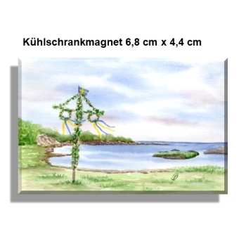 Kühlschrankmagnet  Folienmagnet Aquarell Kunst Druck Kunstdruck Schweden Sweden Sverige Mittsommer Mittsommerfest Midsommar