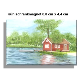 Kühlschrankmagnet  Aquarell Kunst Druck Kunstdruck Schweden Sweden Sverige Schären Haus Inseln See