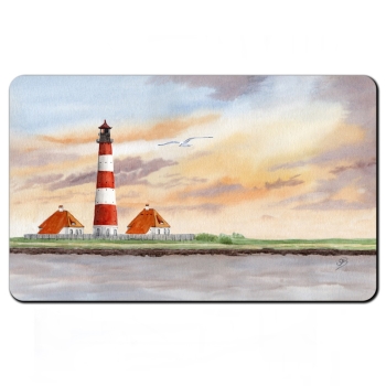 Frühstücksbrettchen Brettchen  Aquarell Maritim Kunst Druck Kunstdruck Nordsee St. Peter Ording SPO Westerhever Leuchtturm Meer Strand