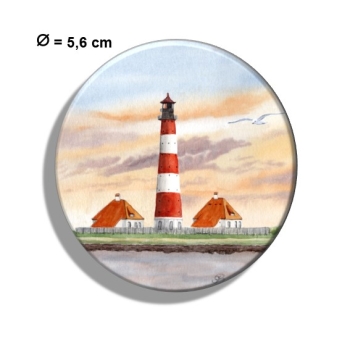 Kühlschrankmagnet m. Flaschenöffner  Aquarell Maritim Kunst Druck Kunstdruck Nordsee St. Peter Ording SPO Westerhever Leuchtturm Meer Strand