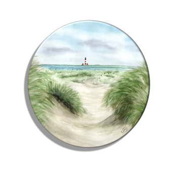 Fridge magnet with bottle opener Watercolor Maritime Art Print North Sea St. Peter Ording SPO Westerhever Lighthouse Ocean Beach